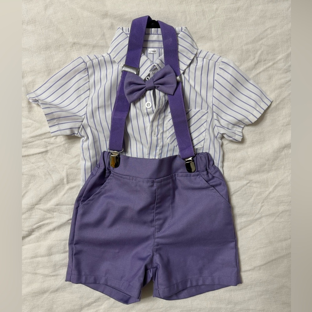 Suspender & Shorts Gentleman Outfit with Bowtie